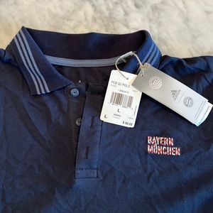 NWT Mens Adidas Bayern Munich Soccer Polo Shirt Munchen HB6001 Blue LARGE